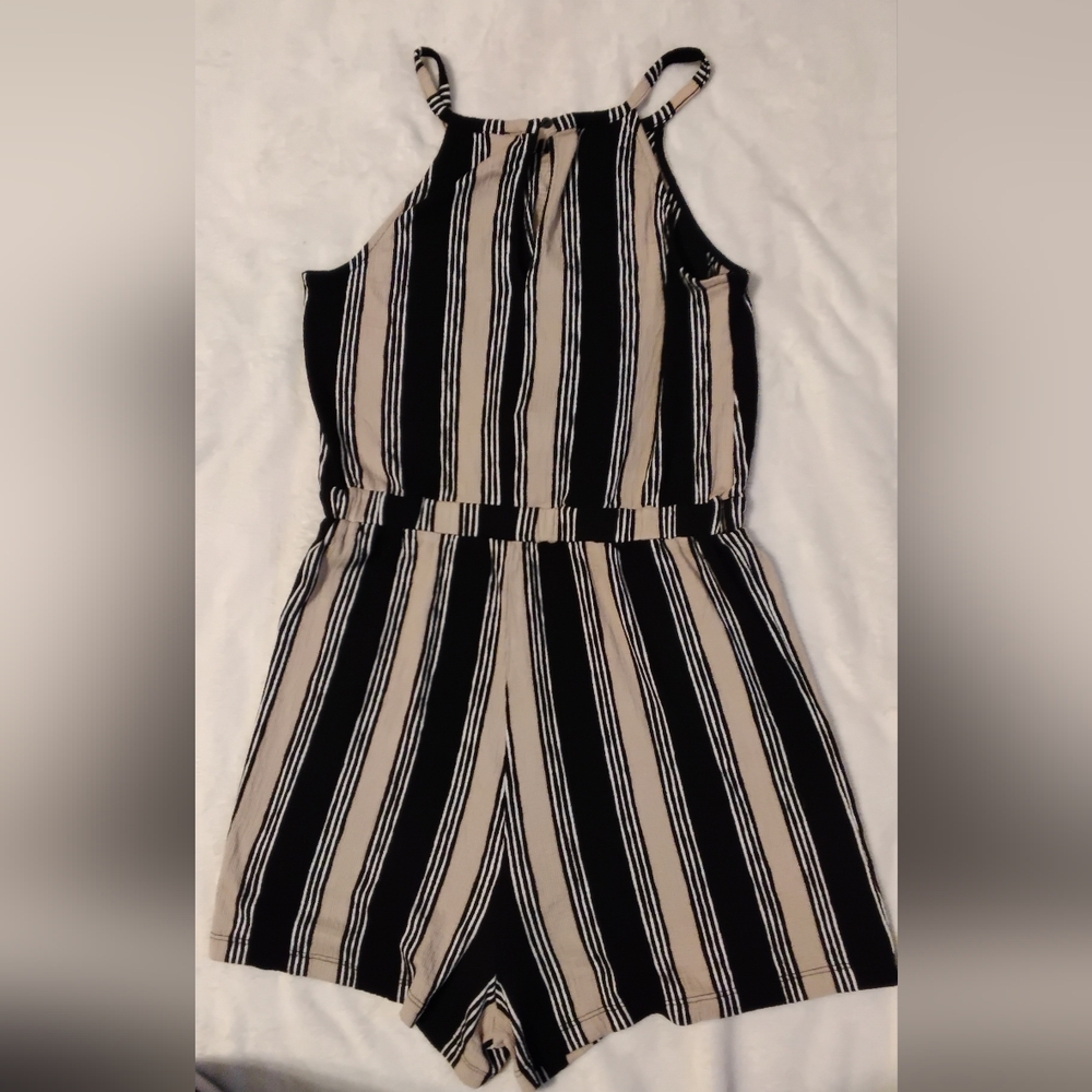 Love Tree Black and Tan Striped Jumpsuit - Picture 4 of 4